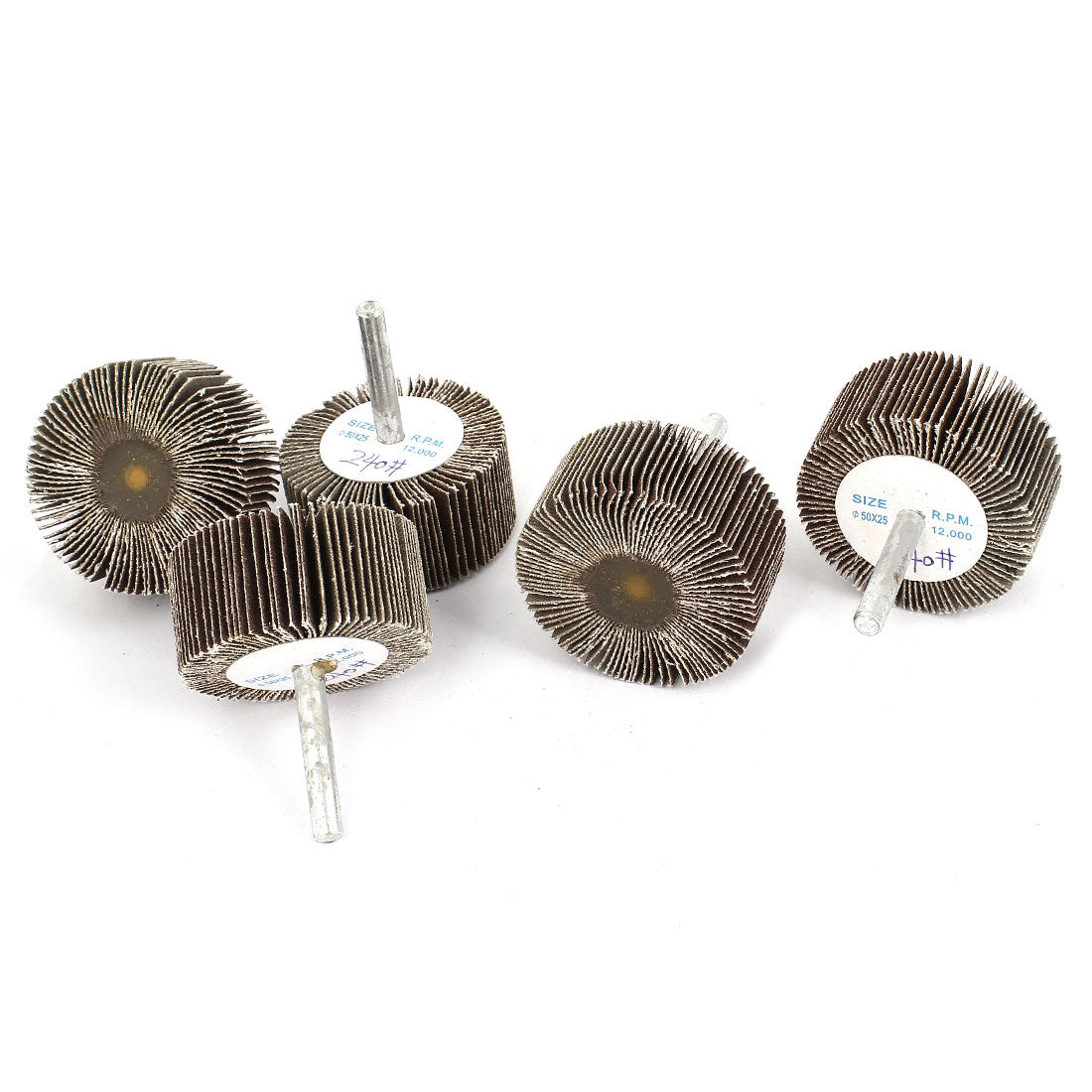 uxcell Uxcell 5 Pieces 240 Grit 50x25x6mm Cylindrical Grinding Polishing Flap Wheel Discs
