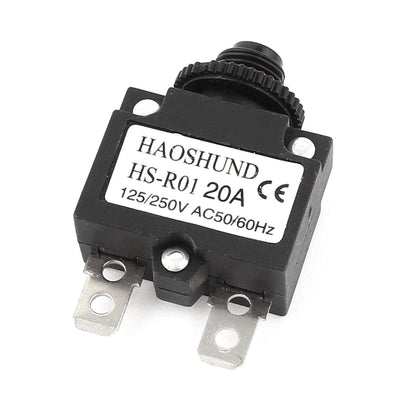 Harfington Uxcell AC 125/250V 20A 10mm Thread Circuit Breaker Overload Protector Black