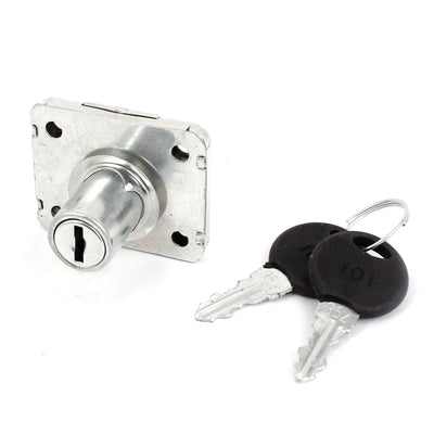 Harfington Uxcell Home Cupboard Cabinet Security Silver Tone Cylinder Drawer Lock w 2 Keys