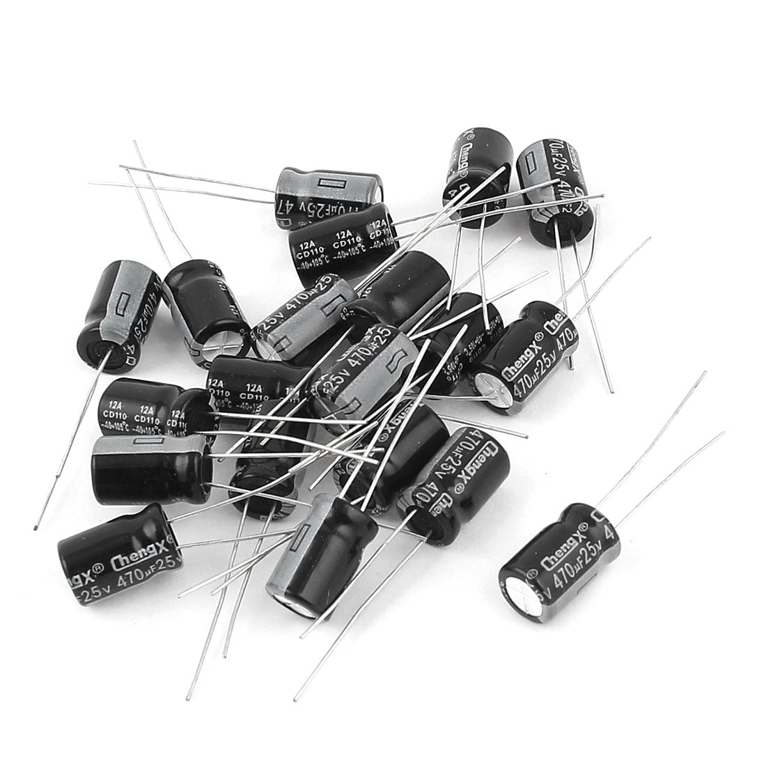 uxcell Uxcell 20 Pcs 25V 470uF Radial Leads Through Hole 8mm x 12mm Polarised Aluminium Electrolytic Capacitor