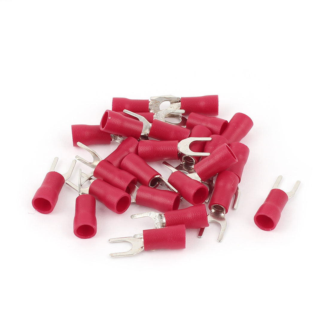 uxcell Uxcell 25PCS 12-10 AWG #10 Stud Red Insulated Fork Spade Terminals Electrical Connector