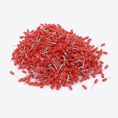 Harfington Uxcell 1000pcs E0508 Red Wire Crimp Connector Insulated Ferrule Pin Cord Terminal AWG22