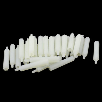 Harfington Uxcell 30 Pcs M3 30mm+6mm Female-Male White Nylon Hex PCB Stand-Off Pillar Screw Spacer