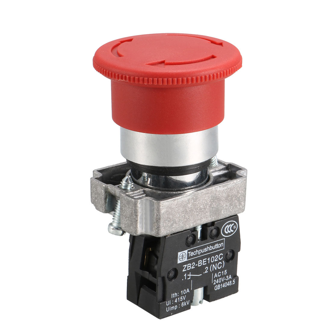 uxcell Uxcell Red Mushroom Emergency Stop Push Button Switch Latching N/C SPST 415V 10A