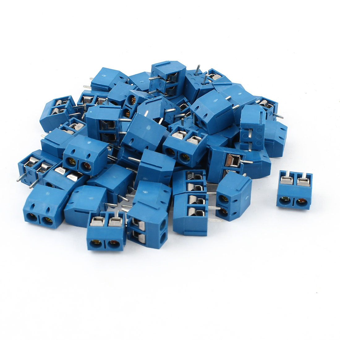 uxcell Uxcell 50 Pcs 2 Poles 5mm Pitch PCB Mount Screw Terminal Block AC 300V 10A AWG12-24 Blue