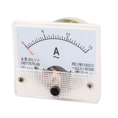 Harfington Uxcell 85L1 AC 0-15A 2.5 Class Plastic Panel Gauge Analog Current Meter