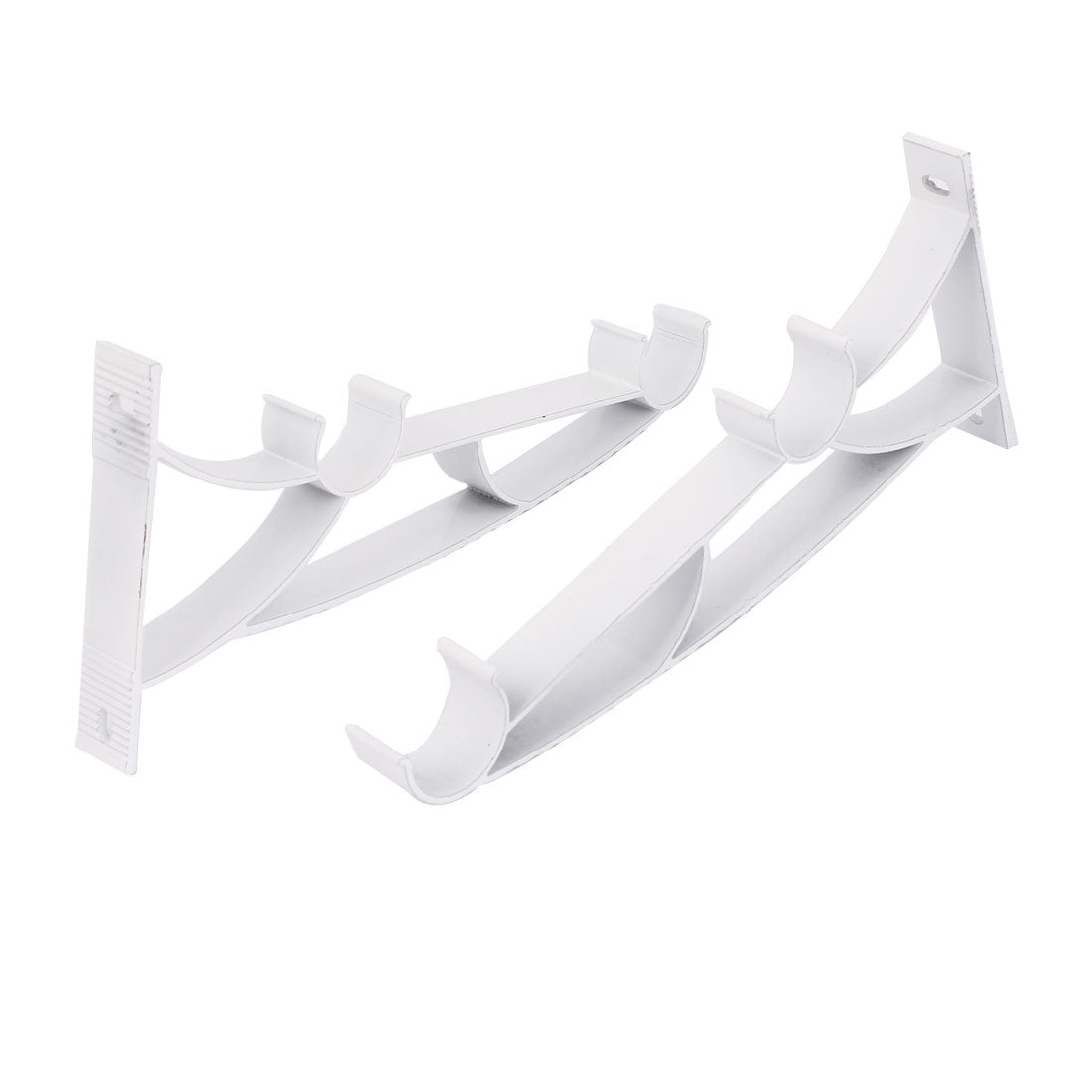 uxcell Uxcell 2pcs Metal Double 1" Dia Drapery Curtain Rod Wall Mount Bracket 9.5x20cm White