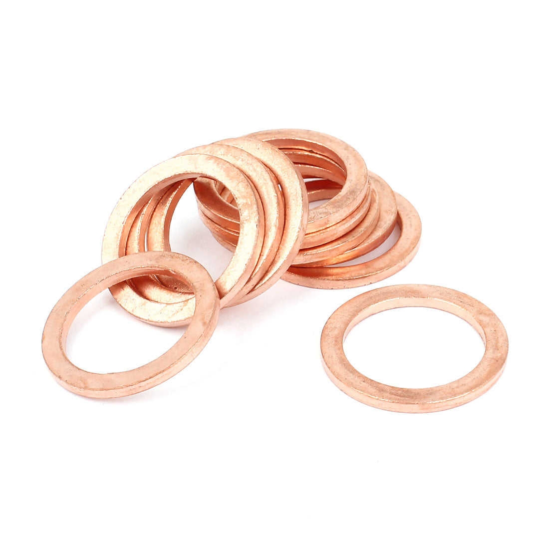 uxcell Uxcell 18mm x 24mm x 2mm Metric  Shape Copper Flat Washer 10 Pcs