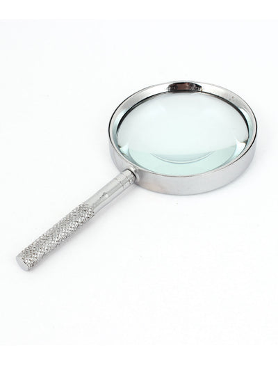 Harfington Uxcell Handheld Metal Shell 60mm Dia Lens 4X Magnifying Glass Magnifier Silver Tone