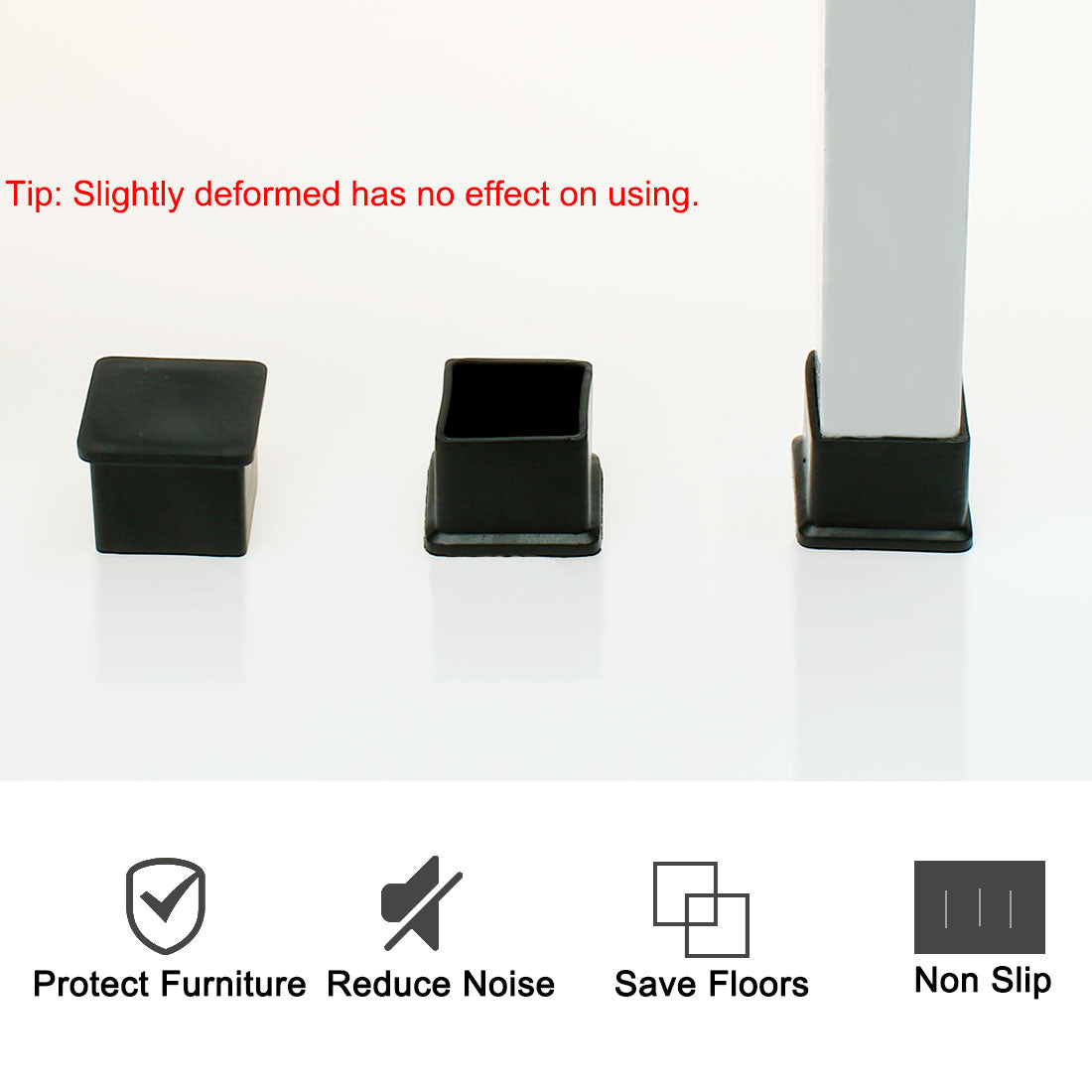 Uxcell Rubber Furniture Leg Caps, 4Pcs 35x35mm Rectangle Chair Leg Tips...