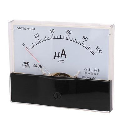 Harfington Uxcell DC 0-100uA Rectangle Analog Panel Current Ammeter Gauge Amperemeter Class 1.5