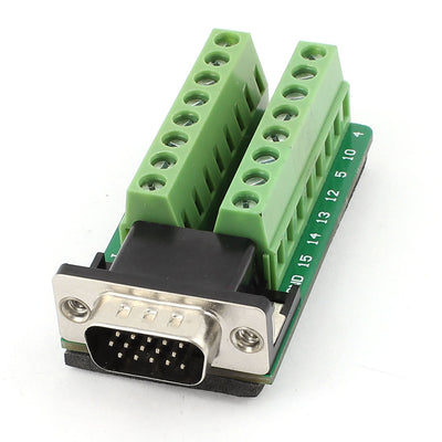 Harfington Uxcell D-SUB DB15 VGA Male 3Row 15Pin to Terminal Breakout Board Connectors