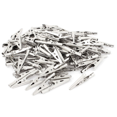 uxcell Uxcell 100 Pcs Electric Test Crocodile Alligator Clips Clamps Silver Tone