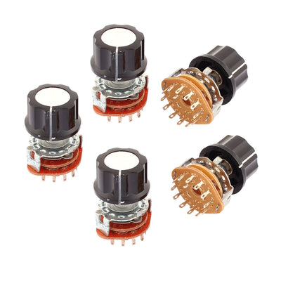 Harfington Uxcell 5pcs 2 Pole 6 Position Channel Selector Rotary Switch