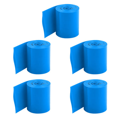Harfington Uxcell 5PCS 2Meters 29.5mm Width PVC Heat Shrink Wrap Tube Blue for 1 x 18650 Battery