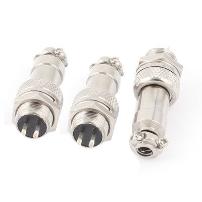 uxcell Uxcell GX12-2 2-Terminal 12mm Male Female Panel Metal Connector Aviation 3Pcs