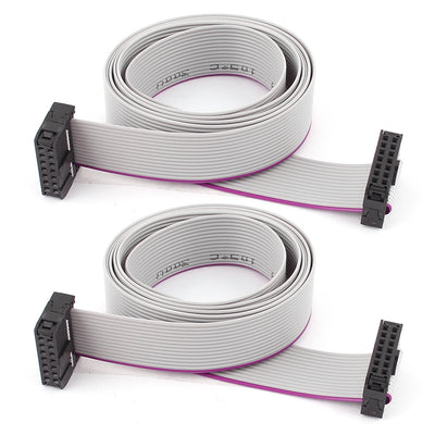 Harfington Uxcell 2pcs FC14P 14-Pin DIY IDC Socket Extension Flat Ribbon Cable Wire 100cm Length