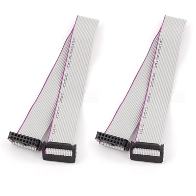 Harfington Uxcell 2pcs FC16P IDC 16-Pin Female to Female Hard Drive Data Extension Wire Flat Ribbon Cable Connector 30cm Long