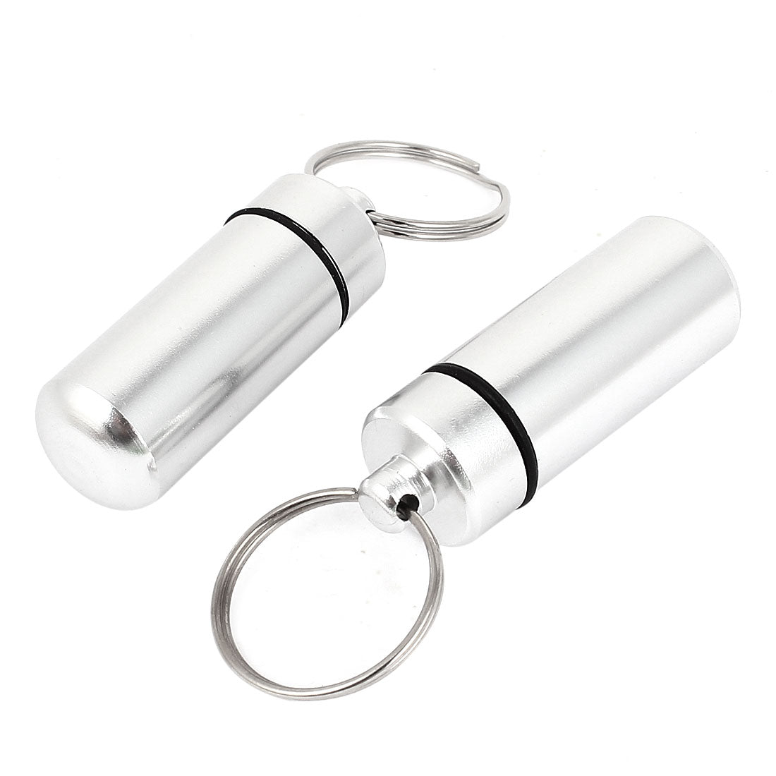 uxcell Uxcell 2pcs Chrome Waterproof Aluminum Pill Bottle Cache Holder Container Keychain