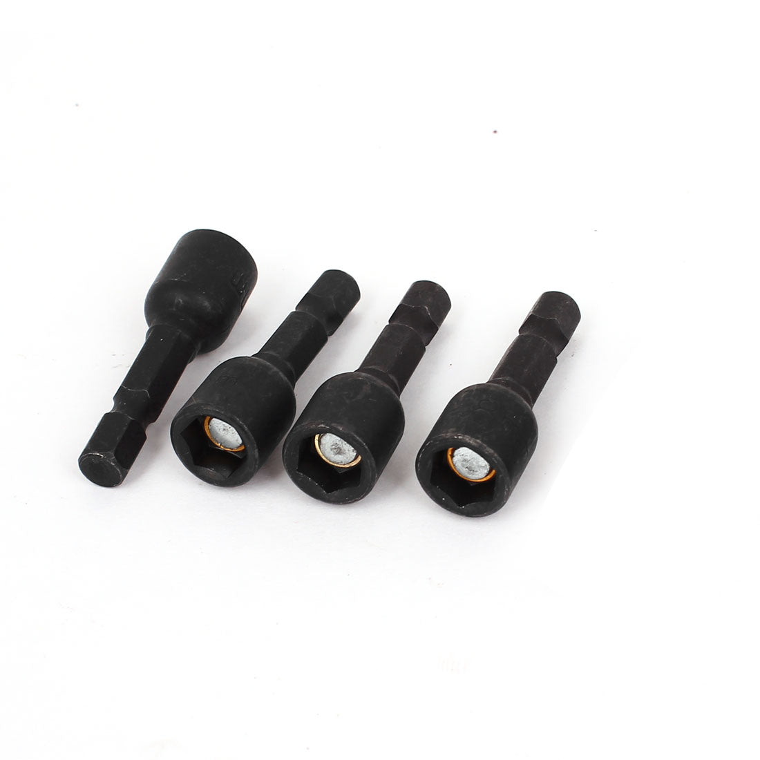 uxcell Uxcell 1/4" Shank 8mm 5/16" Hex Magnetic Nut Driver Bit Socket Adapter Black 4 Pcs