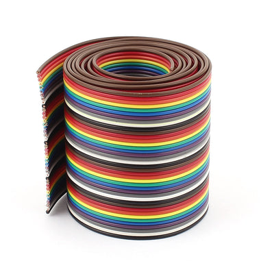 Harfington Uxcell 1m 3.3ft 40 Way Rainbow Color Flat Ribbon Cable IDC Wire 1.27mm for Arduino DIY