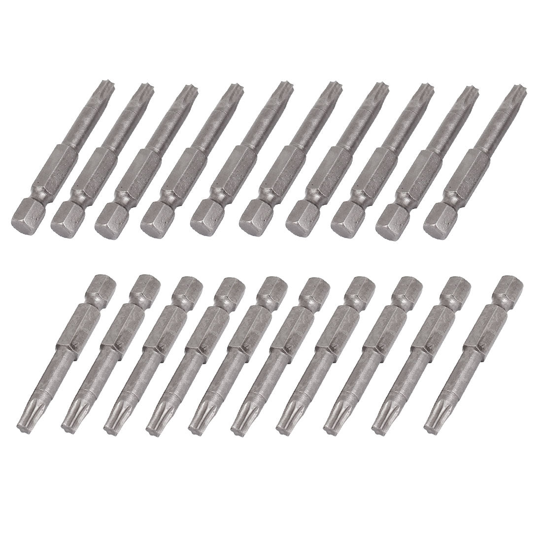 uxcell Uxcell T25 Tip 1/4" Hex Shank 50mm Long Magnetic Torx Screwdriver Bits Gray 20pcs