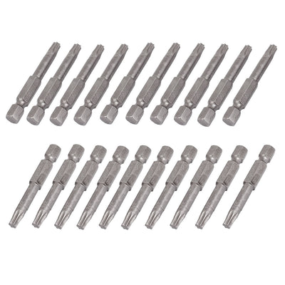 uxcell Uxcell T25 Tip 1/4" Hex Shank 50mm Long Magnetic Torx Screwdriver Bits Gray 20pcs