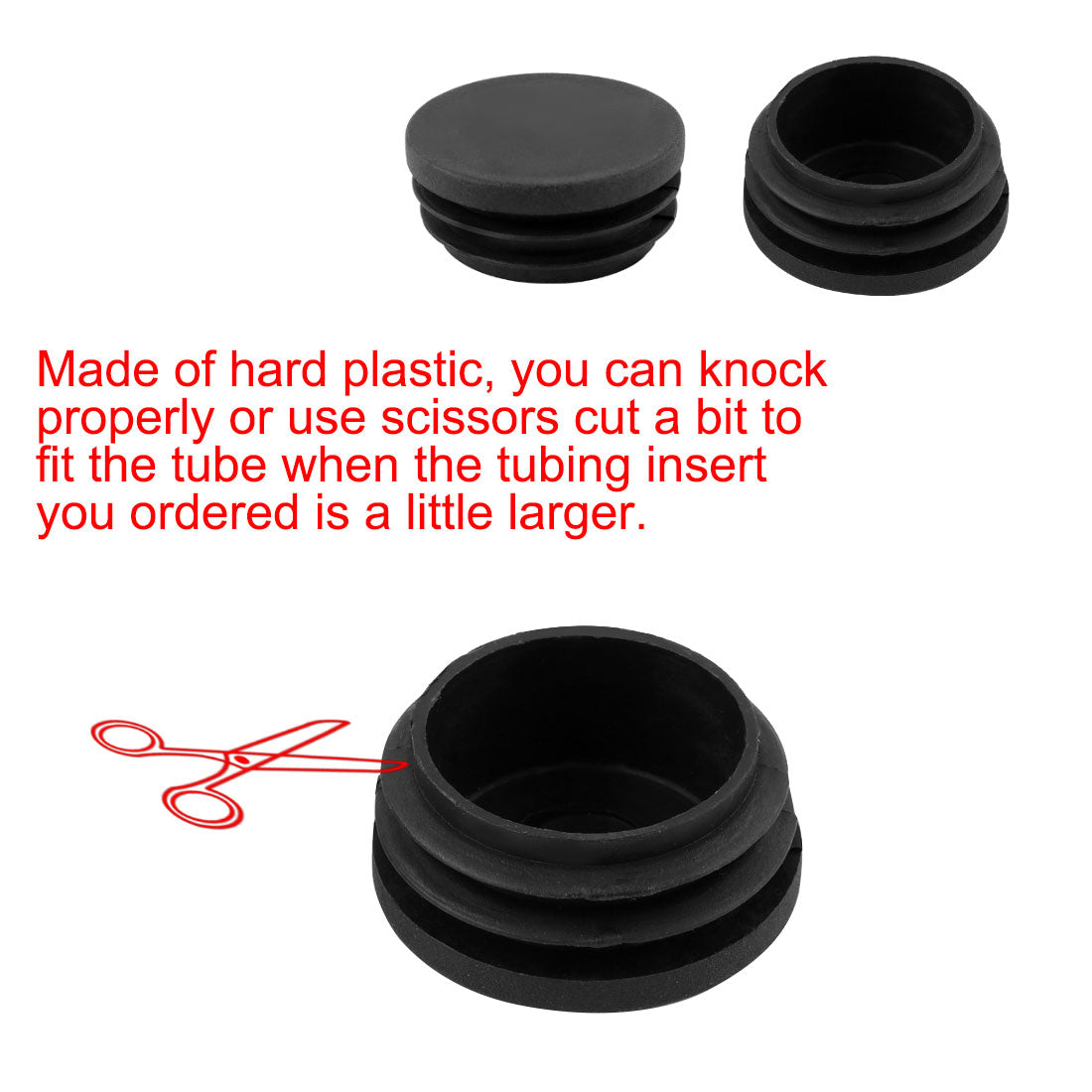 uxcell Uxcell Chair Table Legs 38mm Diameter Plastic Cap Round Ribbed Tube Insert Black 5 Pcs