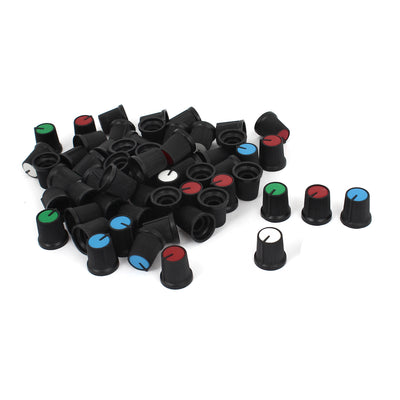 Harfington Uxcell 60 Pcs 6mm Knurled Shaft Assorted Color Potentiometer Rotary Knob Caps 15mmx15mm