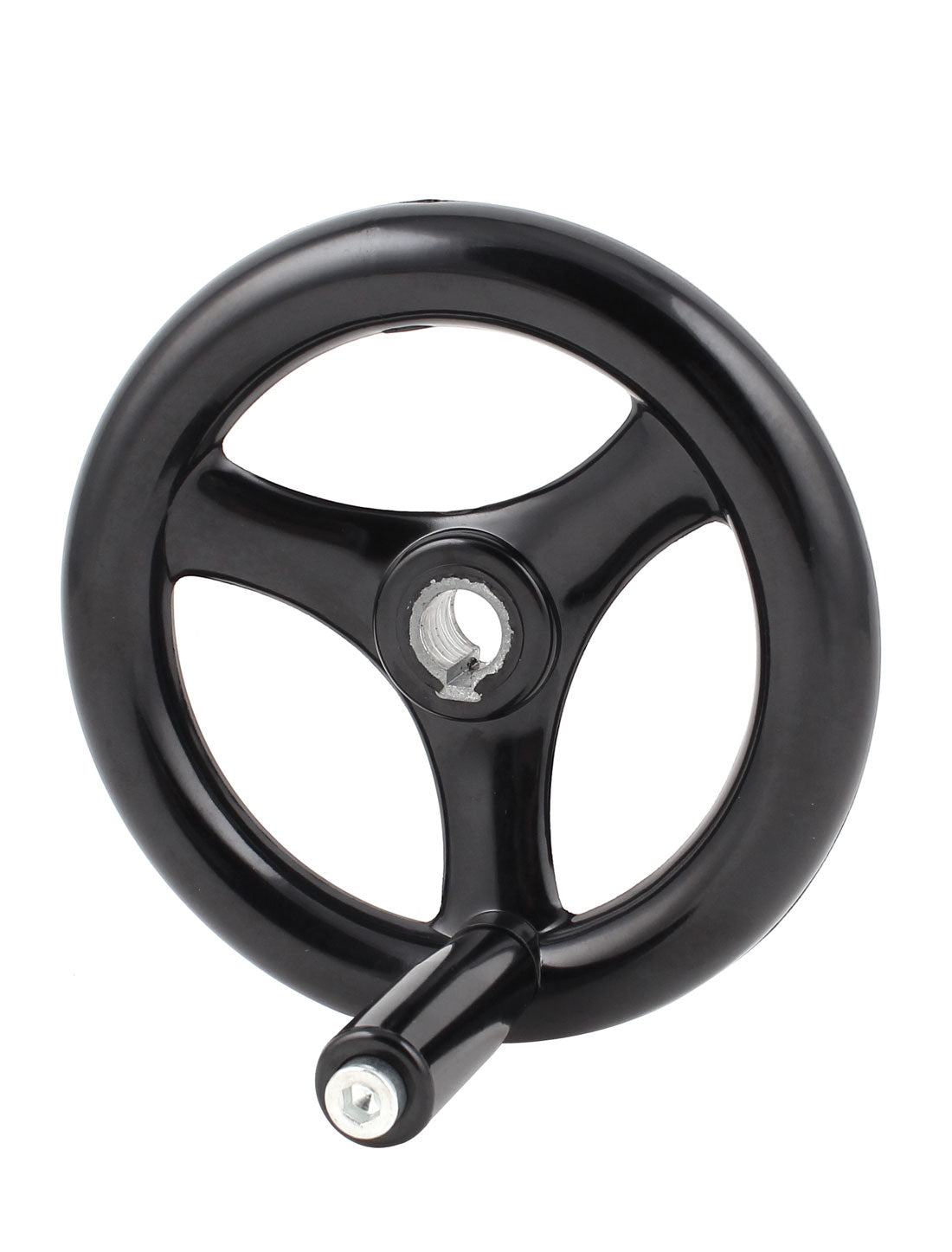 uxcell Uxcell 16mm x 160mm Black 3 Spoked Handwheel Hand Wheel with M10 Removable Handle