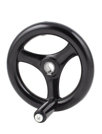 Harfington Uxcell 16mm x 160mm Black 3 Spoked Handwheel Hand Wheel with M10 Removable Handle