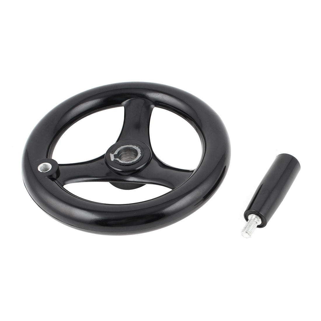uxcell Uxcell 16mm x 160mm Black 3 Spoked Handwheel Hand Wheel with M10 Removable Handle