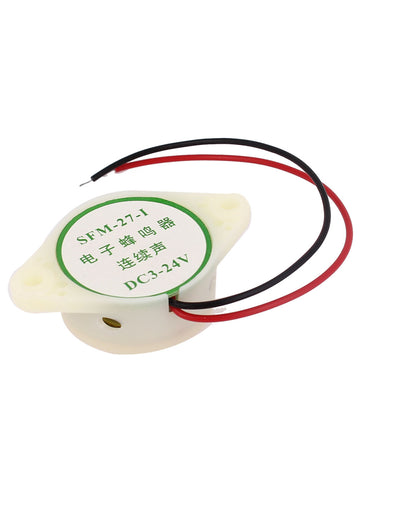 Harfington Uxcell DC 3V-24V 2-Wired Miniature Continuous Sounder Electronic Alarm Buzzer Beep