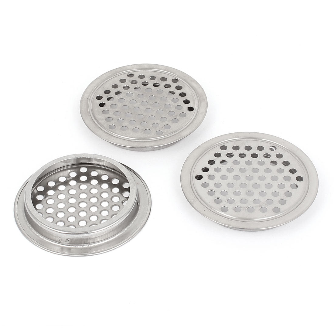 uxcell Uxcell Home 53mm Dia Round Shape Mesh Hole Air Vent Louver Silver Tone 3 Pcs