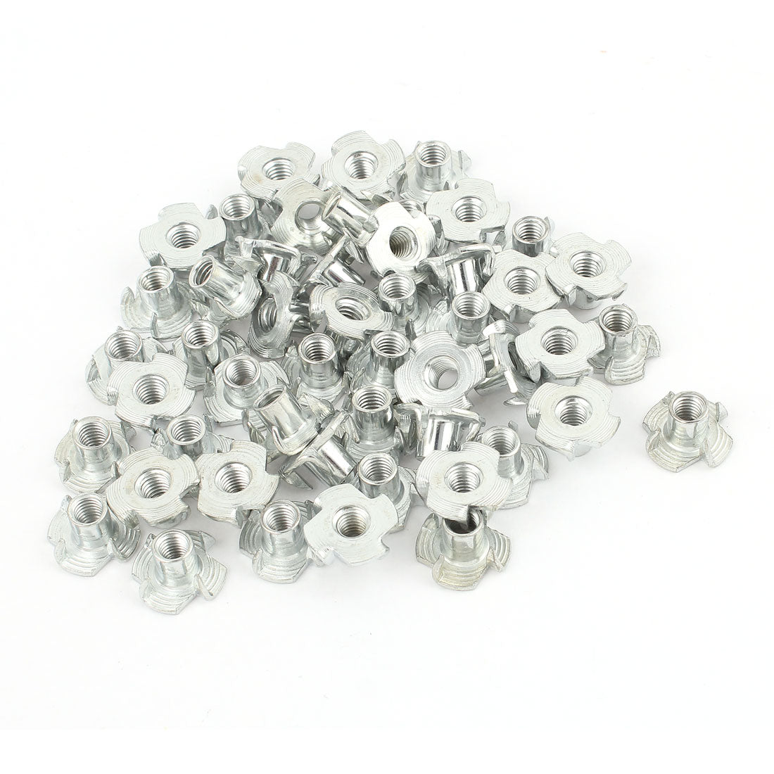 uxcell Uxcell 50Pcs 4 Prongs Carbon Steel Zinc Plated T-Nut Tee Nut M5 x 8mm
