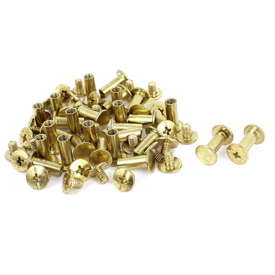 Harfington Uxcell Brass Plated 5x12mm Binding Chicago Screw Post 30pcs for Albums Scrapbook