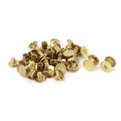 Harfington Uxcell Brass Plated 5x6mm Binding Chicago Screw Post 20pcs for Album Leather Purse