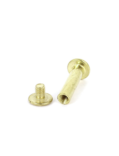 Harfington Uxcell Brass Plated 5x20mm Binding Chicago Screw Post 20pcs for Leather Scrapbook