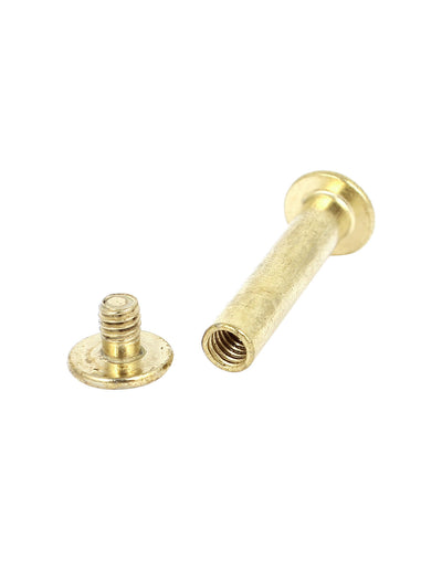Harfington Uxcell Brass Plated 5x25mm Binding Chicago Screw Post 20pcs for Leather Scrapbook