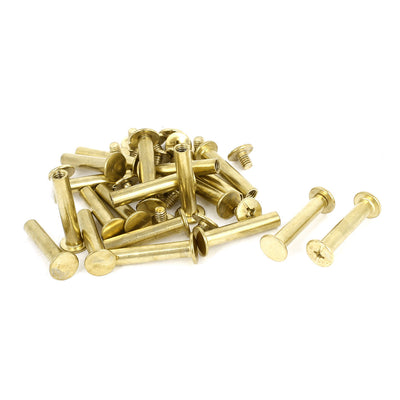 Harfington Uxcell Brass Plated 5x25mm Binding Chicago Screw Post 20pcs for Leather Scrapbook