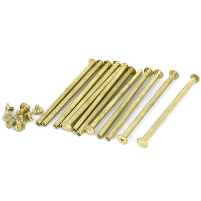 Harfington Uxcell Brass Plated 5x90mm Binding Chicago Screw Post 12pcs for Leather Scrapbook