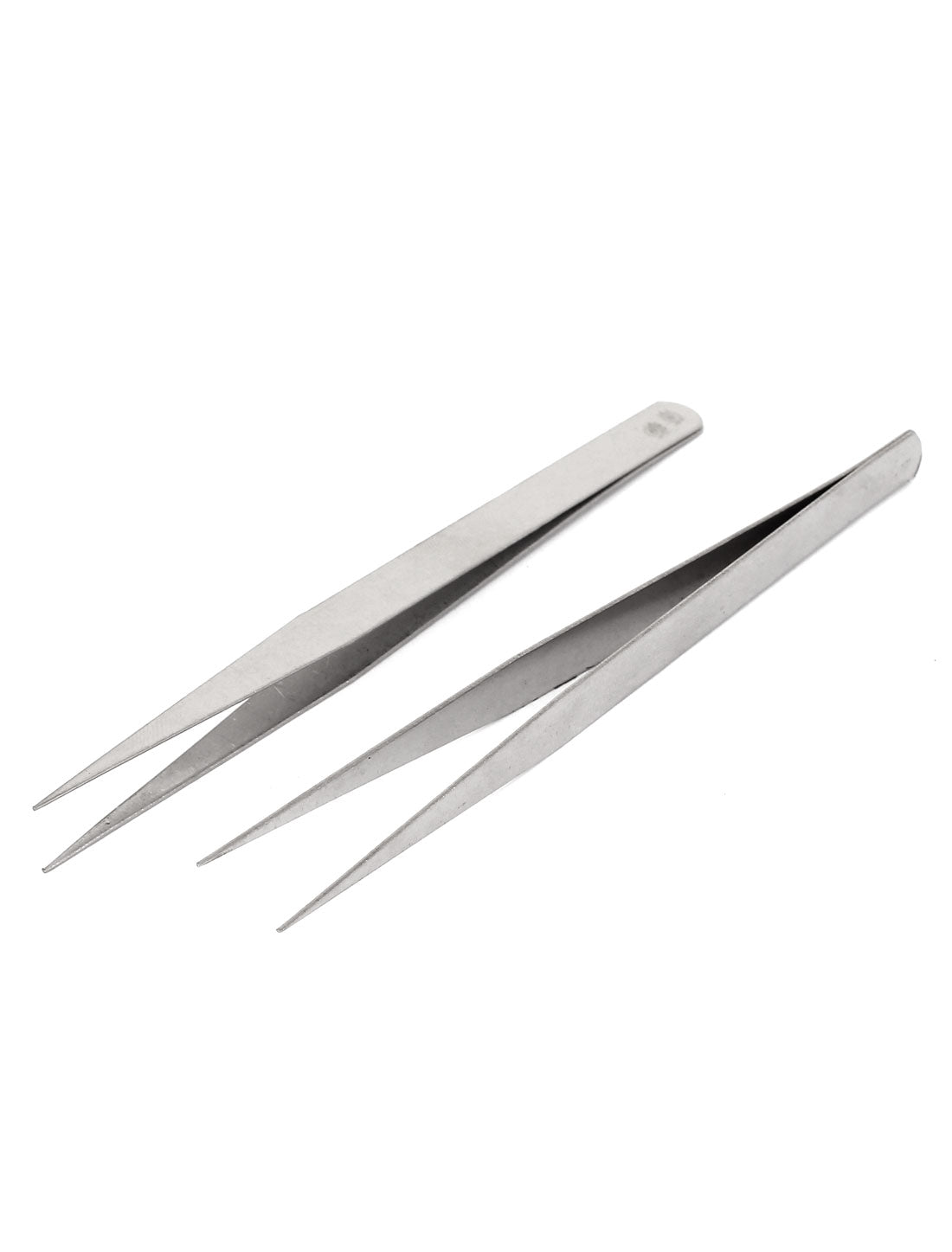 uxcell Uxcell Silver Tone Stainless Steel Pointed Tip Tweezers Hand Tool 5.3" Length 4Pcs