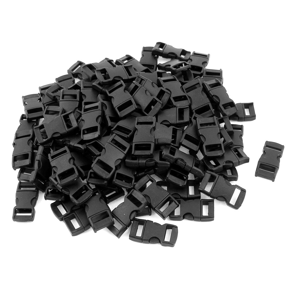 uxcell Uxcell 100 Pcs 10mm Webbing Straps Plastic Clasp Side Quick Release Buckle Black