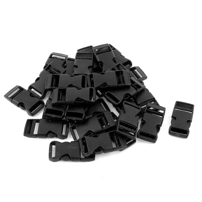 Harfington Uxcell 30 Pcs 5/8" Webbing Straps Plastic Luggage Clasp Side Quick Release Buckle Black
