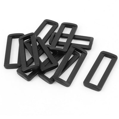 Harfington Uxcell 10 Pcs Black Plastic Bag Bar Slides Buckles for 50mm Webbing Strap