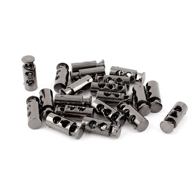 Harfington Uxcell 20 Pcs Tungsten Steel Gray Spring Loaded 5mm Dia Dual Holes Cord Locks Stoppers Toggles