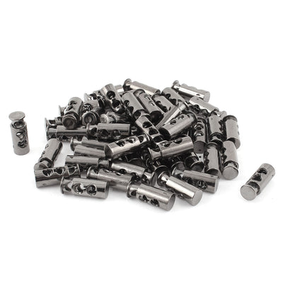 Harfington Uxcell 50 Pcs Plastic Gray Spring Loaded 5mm Dia Dual Holes Cord Locks Stoppers Toggles