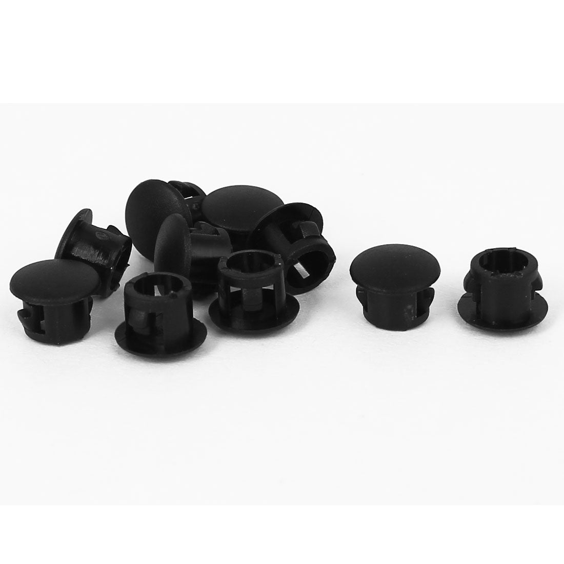 uxcell Uxcell HP-6 Black Nylon Round Snap in Mounting Locking 6mm Panel Hole Cover 10pcs
