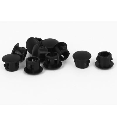 Harfington Uxcell HP-6 Black Nylon Round Snap in Mounting Locking 6mm Panel Hole Cover 10pcs