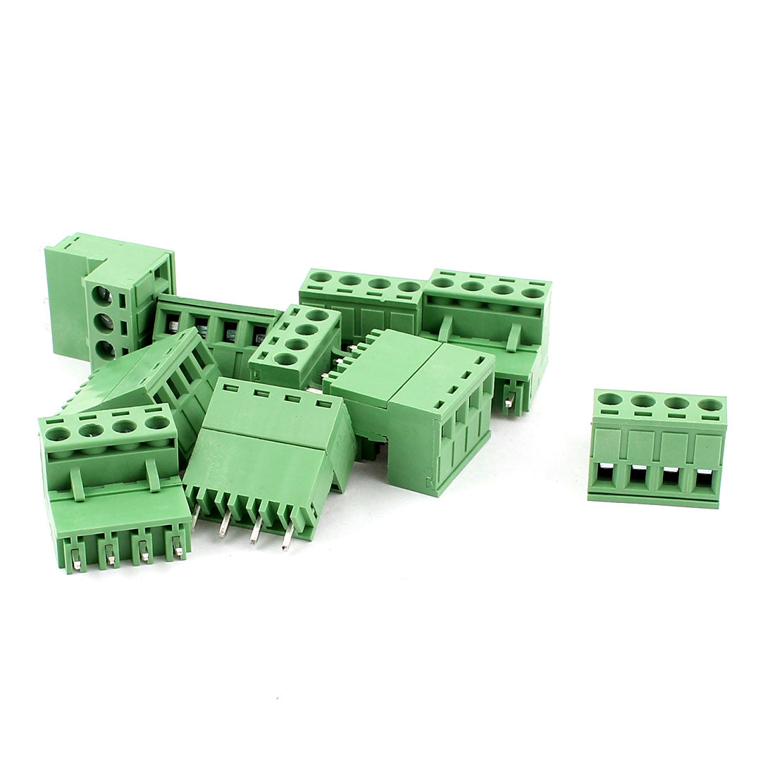 uxcell Uxcell 10 Pcs AC 300V 10A 4 Pins PCB Screw Terminal Block Connector 5.08mm Pitch Green